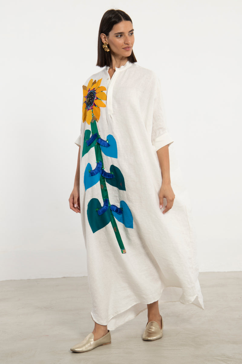 One-Of-A-Kind Helen Sunflower Linen Dress
