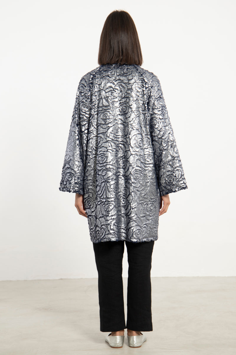 Magda Jacquard Blue Metallic Jacket