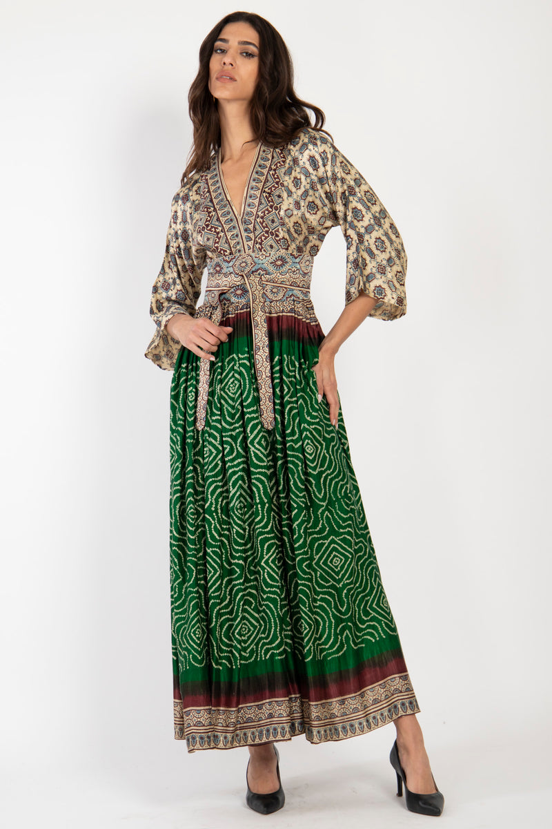 One-Of-A-Kind Sharifa Silk Green Dress