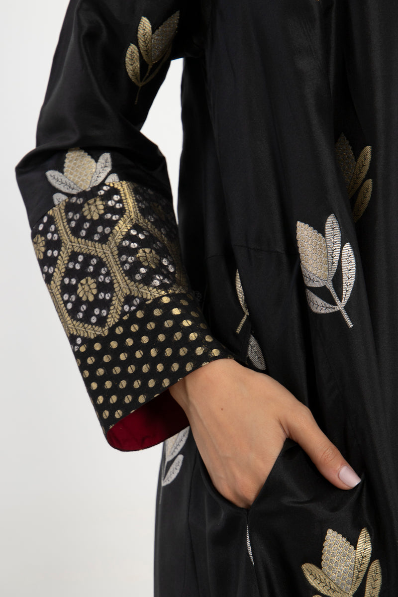 Soula Silk Black Embroidered Kaftan