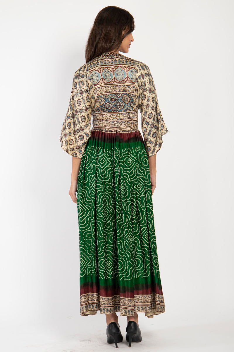 One-Of-A-Kind Sharifa Silk Green Dress