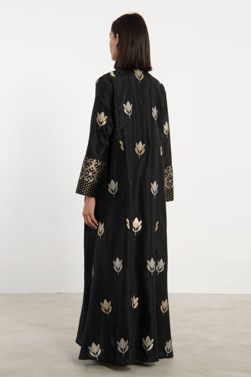 Soula Silk Black Embroidered Kaftan