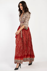 One-Of-A-Kind Sharifa Silk Red Waves Dress