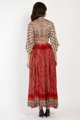 One-Of-A-Kind Sharifa Silk Red Waves Dress