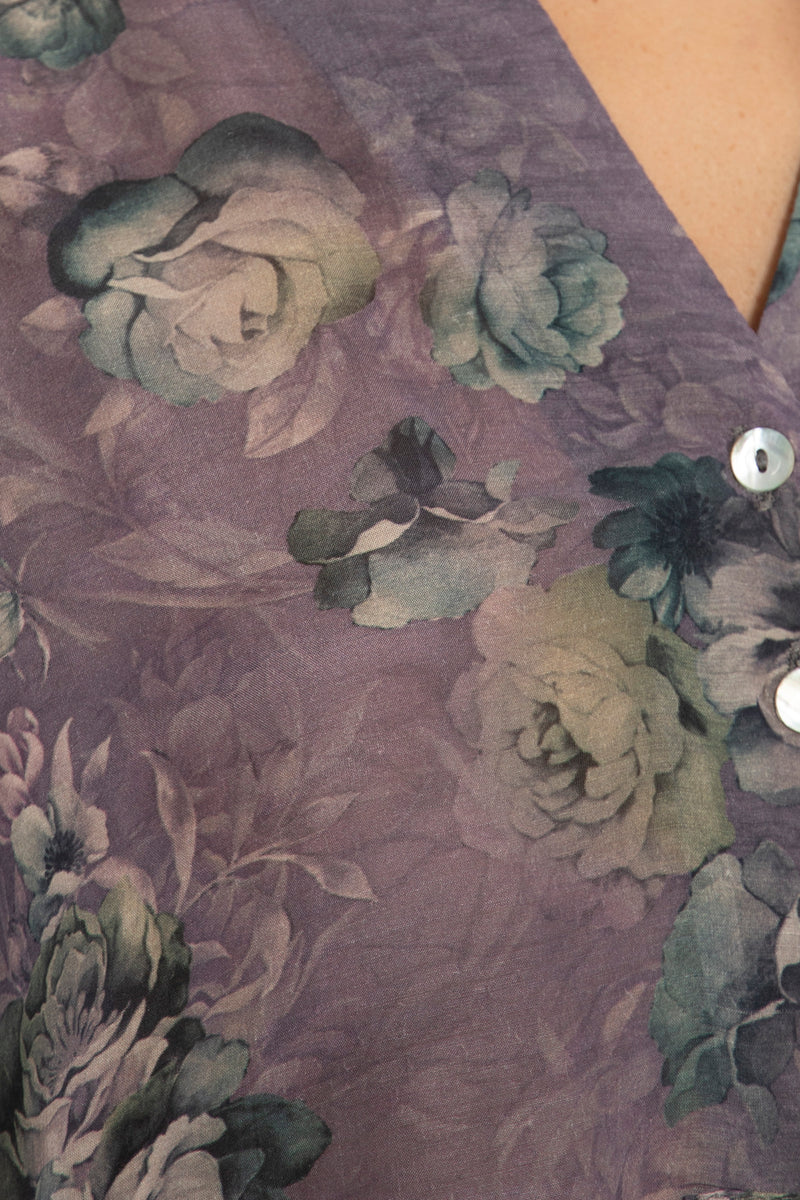 Nagham Cotton Muslin Purple Floral Dress