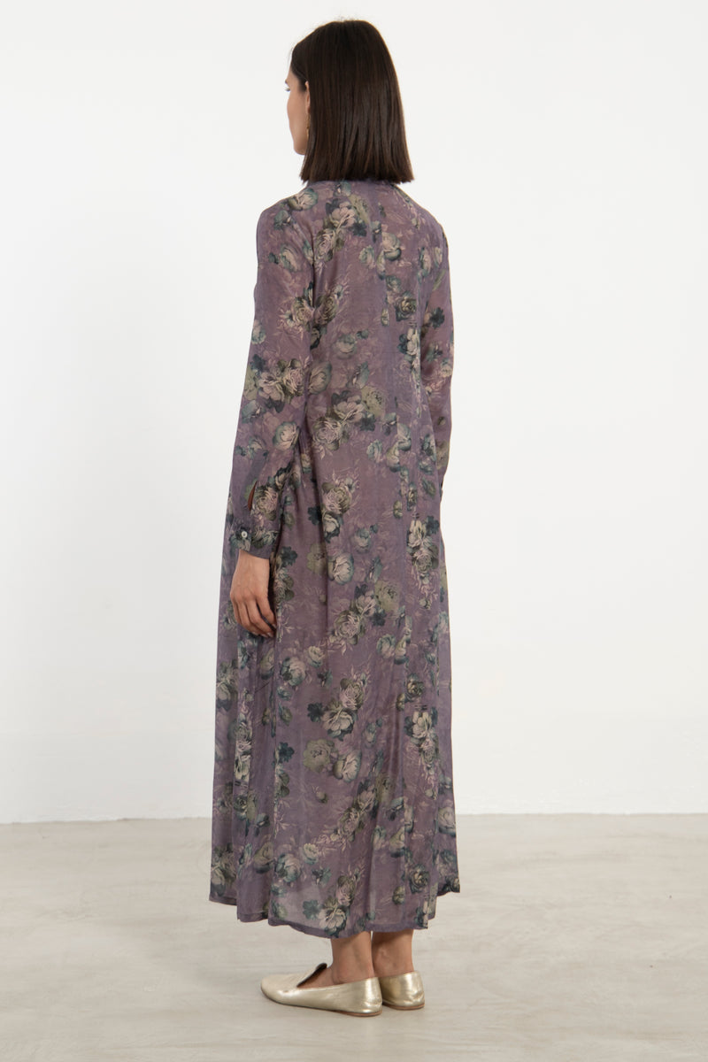 Nagham Cotton Muslin Purple Floral Dress