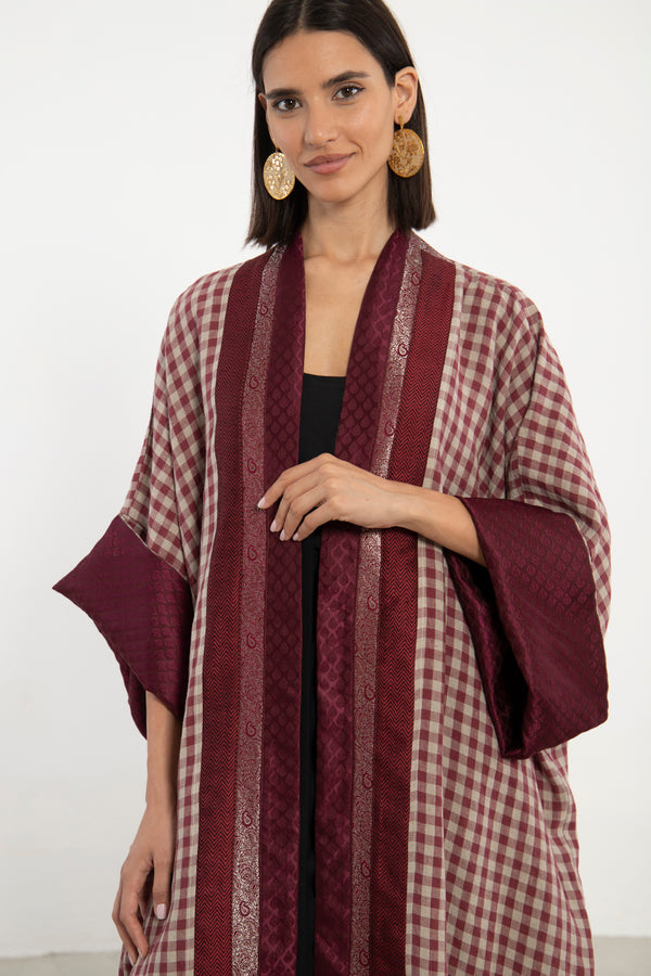 Yasma Linen and Silk Brocade Abaya