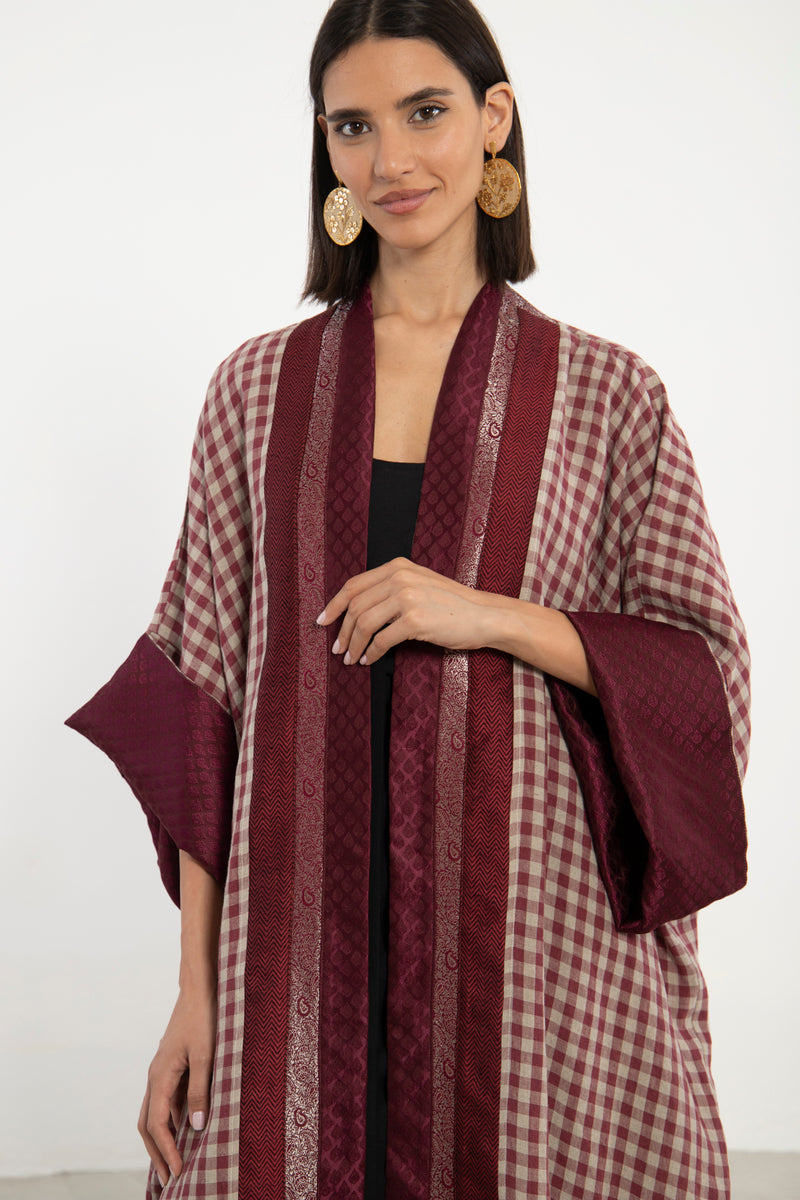 Yasma Linen and Silk Brocade Abaya
