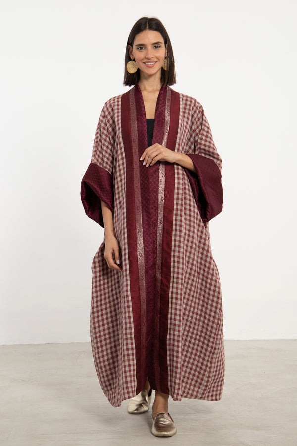 Yasma Linen and Silk Brocade Abaya
