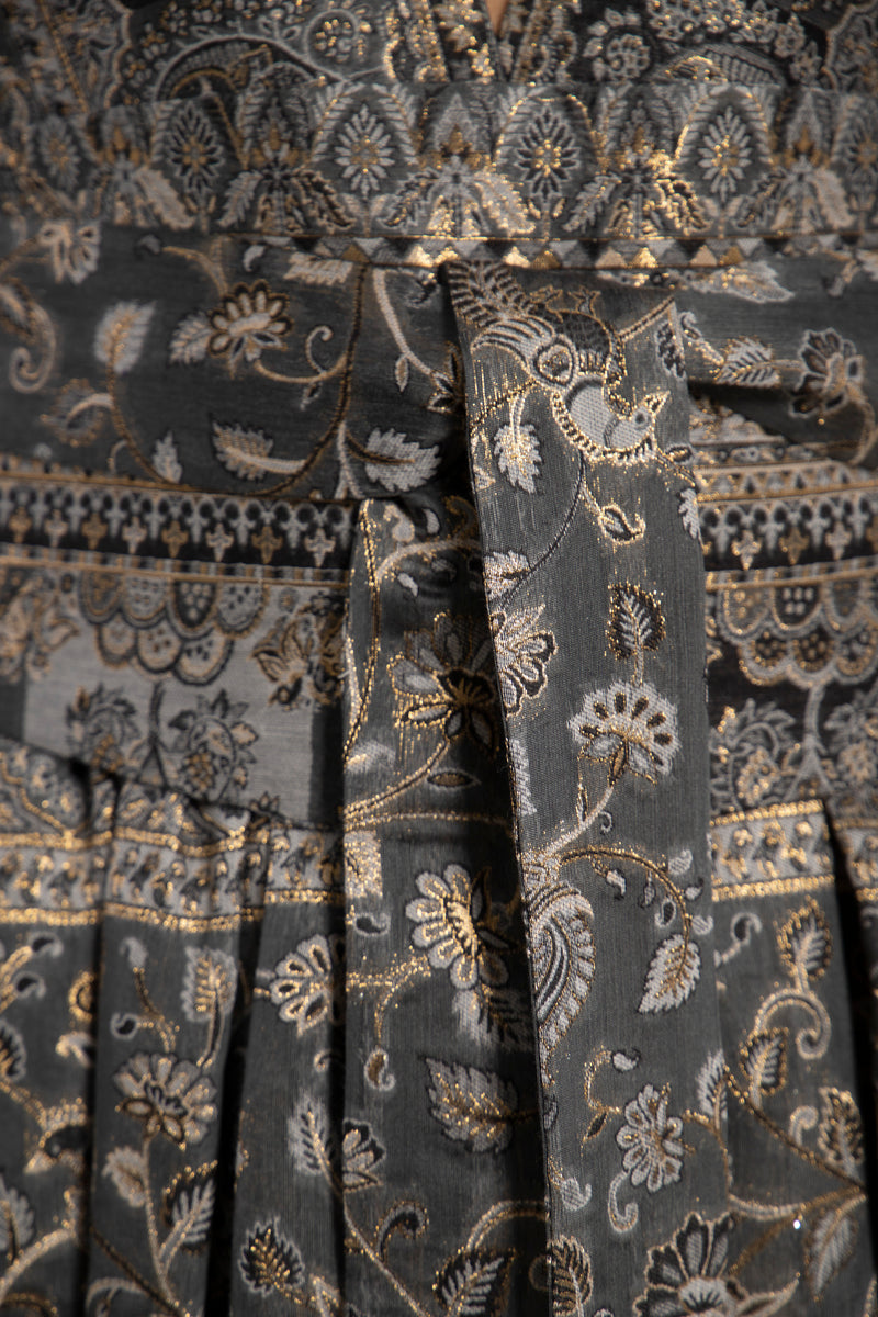 One-Of-a-Kind Sharifa Wool & Silk Silver Dress