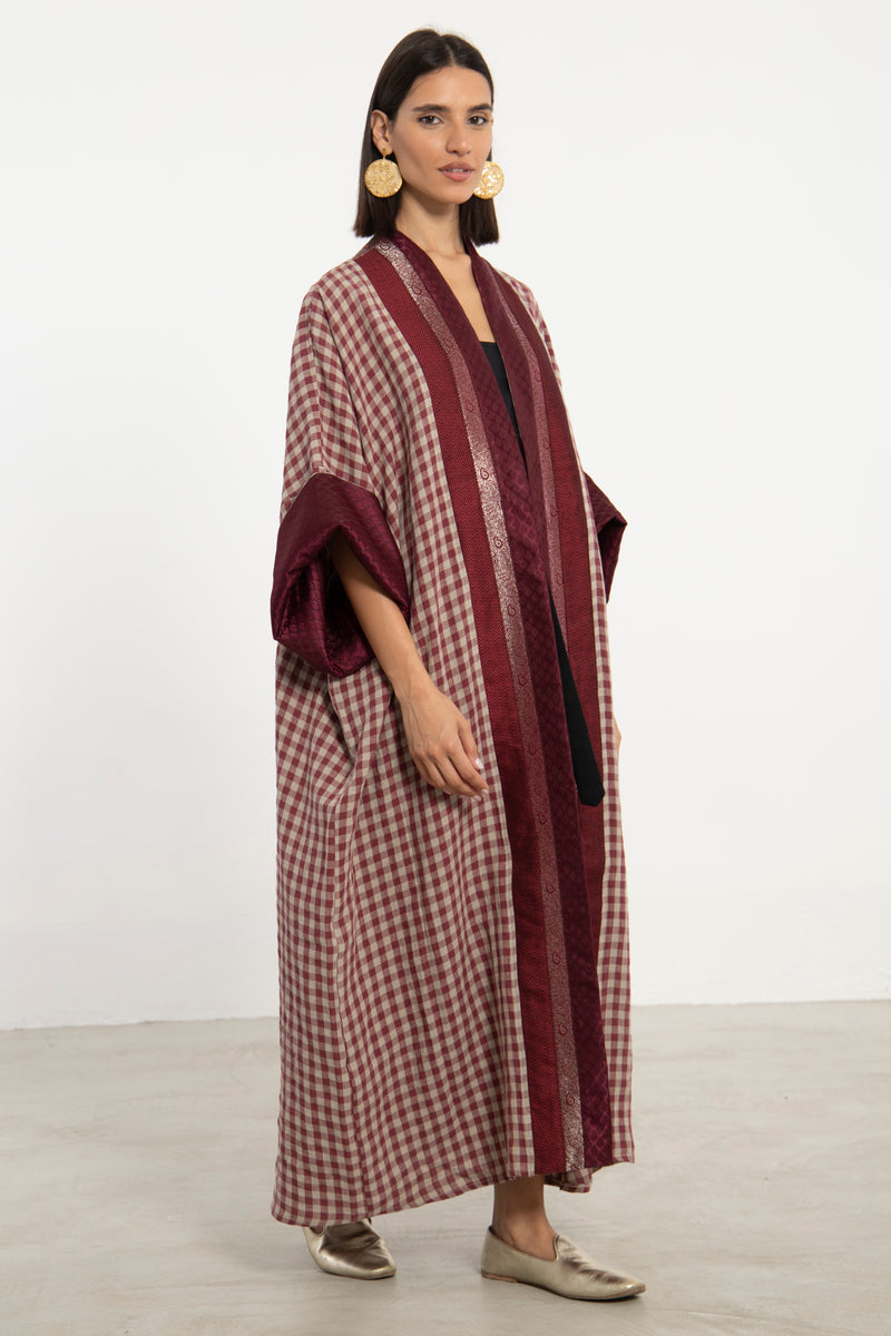 Yasma Linen and Silk Brocade Abaya