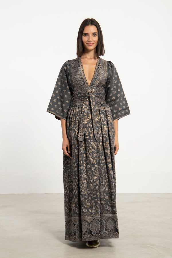 One-Of-a-Kind Sharifa Wool & Silk Silver Dress