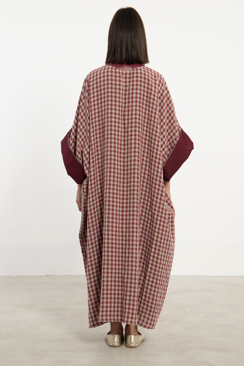 Yasma Linen and Silk Brocade Abaya