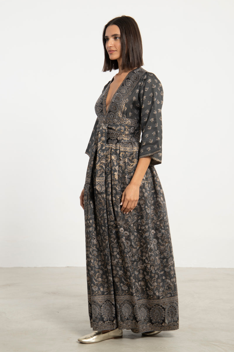 One-Of-a-Kind Sharifa Wool & Silk Silver Dress