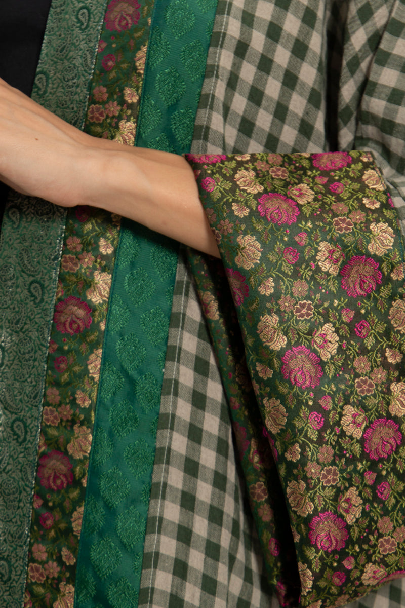 Yasma Linen and Silk Brocade Abaya