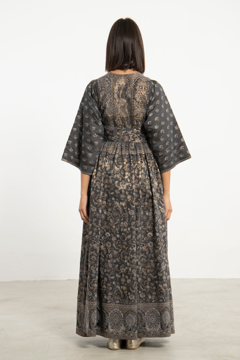 One-Of-a-Kind Sharifa Wool & Silk Silver Dress