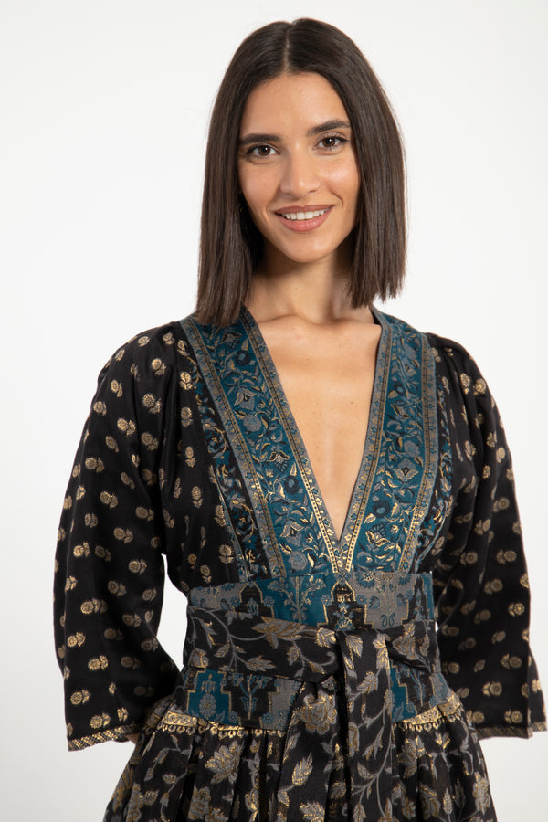 One-Of-a-Kind Sharifa Wool & Silk Black Dress