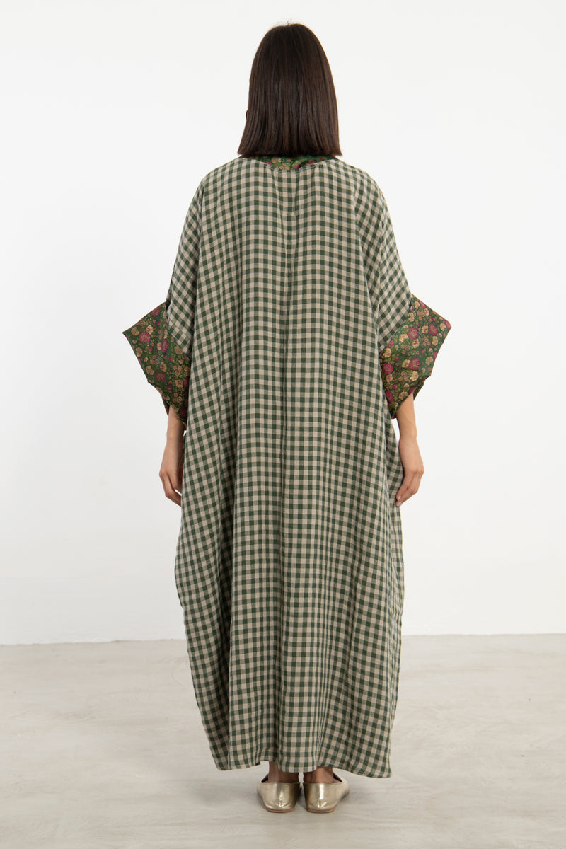 Yasma Linen and Silk Brocade Abaya