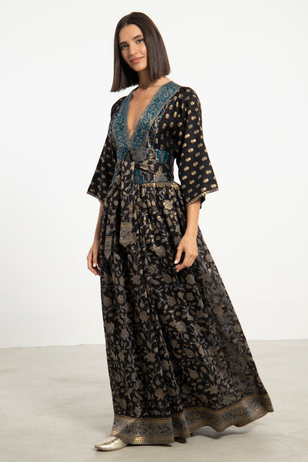 One-Of-a-Kind Sharifa Wool & Silk Black Dress