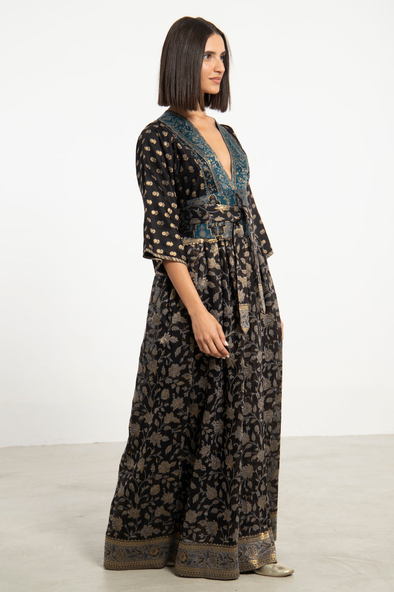 One-Of-a-Kind Sharifa Wool & Silk Black Dress