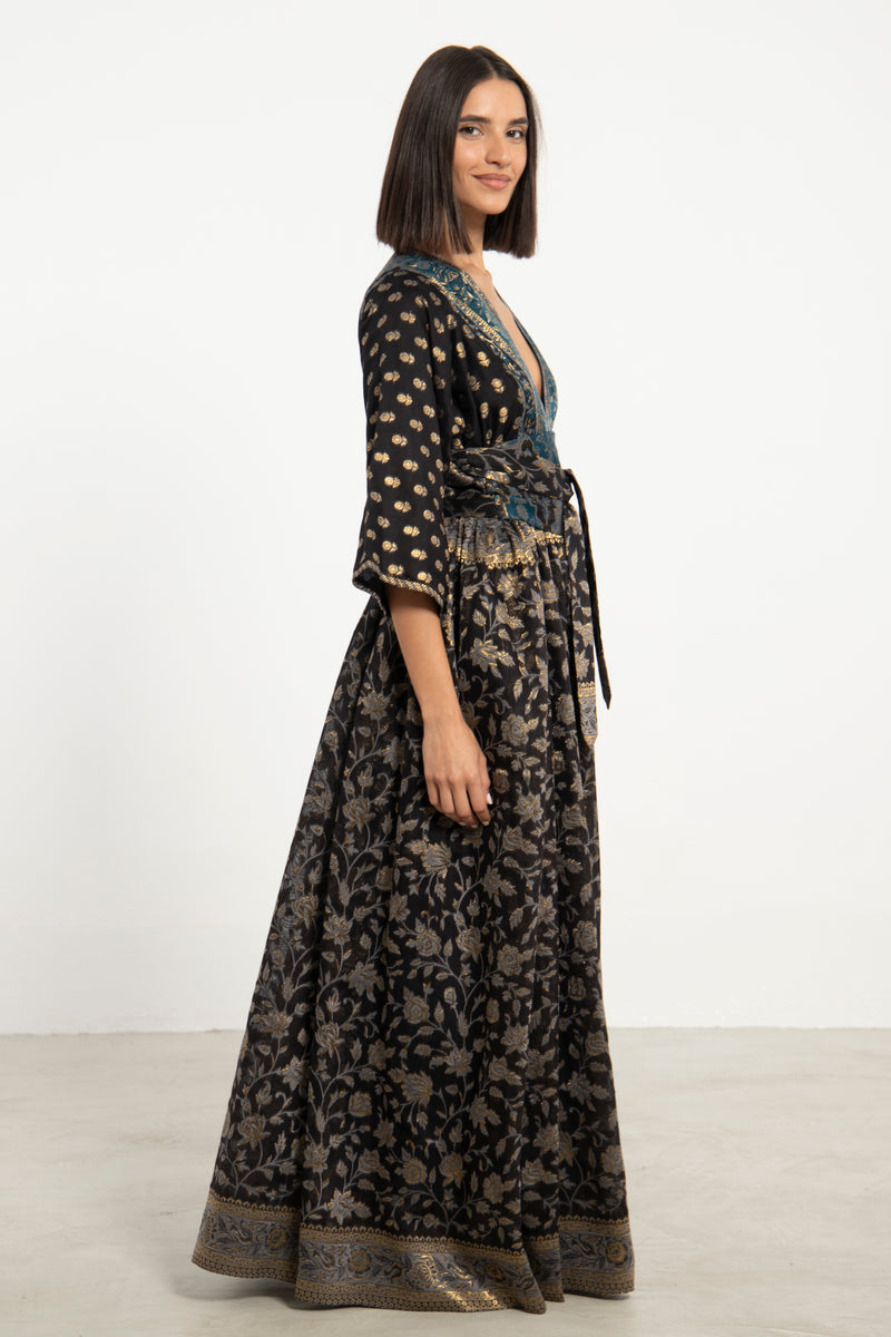 One-Of-a-Kind Sharifa Wool & Silk Black Dress