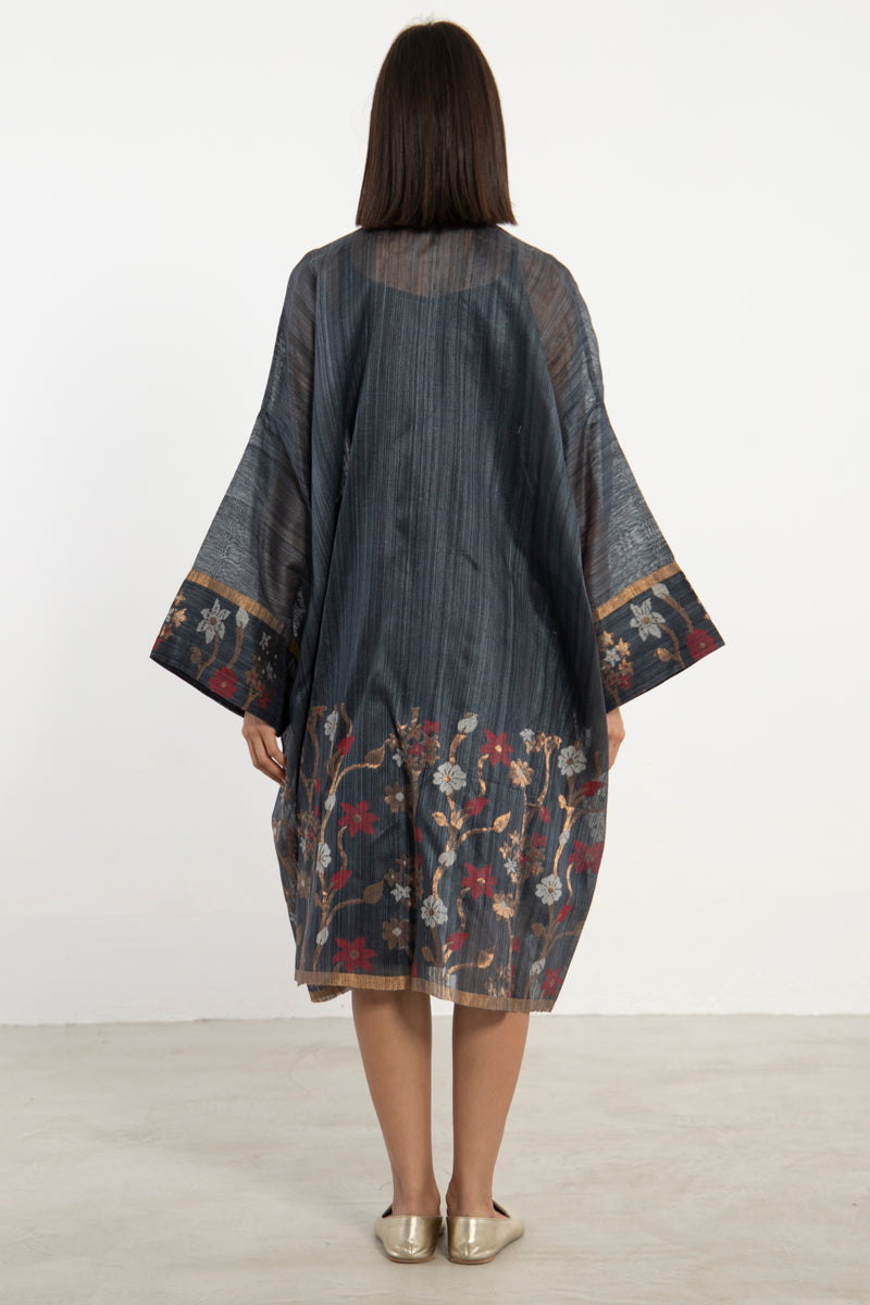 Khalida Cotton Silk Grey Abaya
