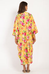 Kawthar Cotton Bright Yellow Embroidered Dress