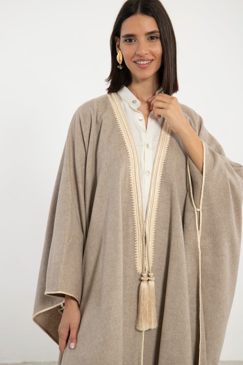Wool Beige Poncho