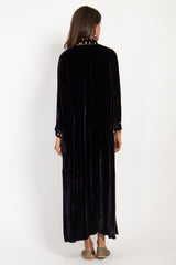 Safiya Velvet Black Purple & Gold Dress