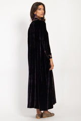 Safiya Velvet Black Purple & Gold Dress