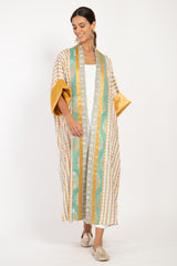 Yasma Cotton Embroidered Yellow & Green Abaya