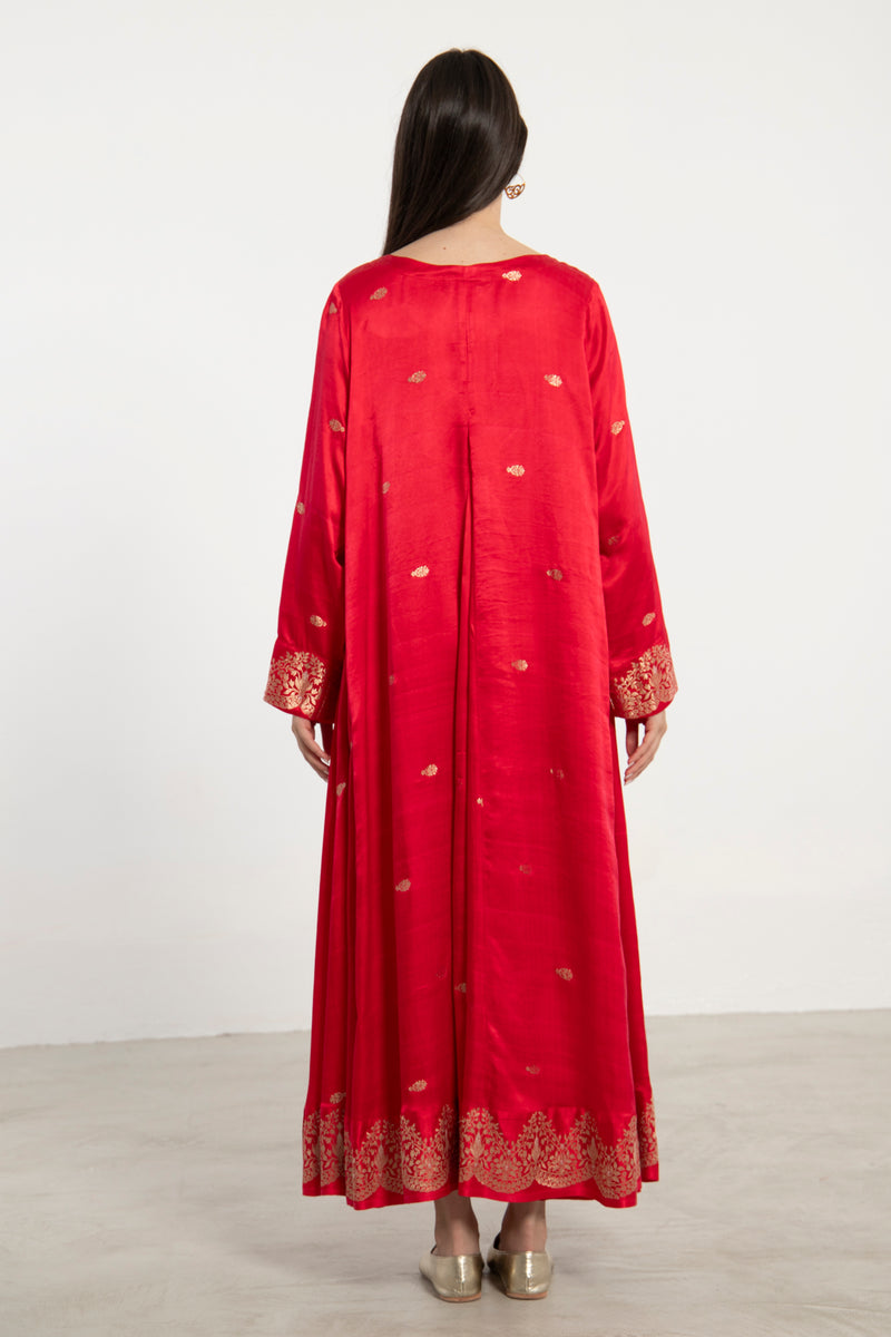 One-Of-a-Kind Souraya Silk Red & Gold Dress