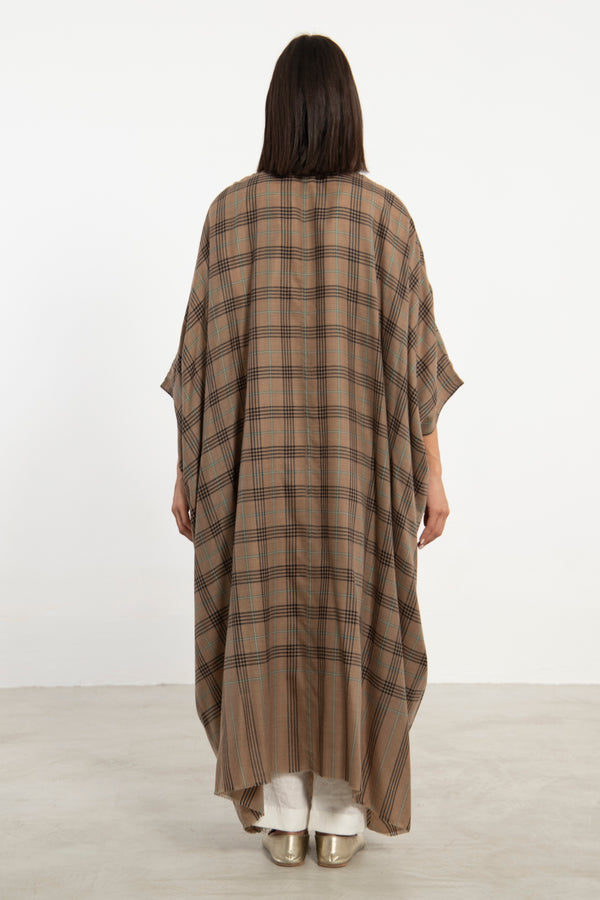 Wool Plaid Light Brown Abaya