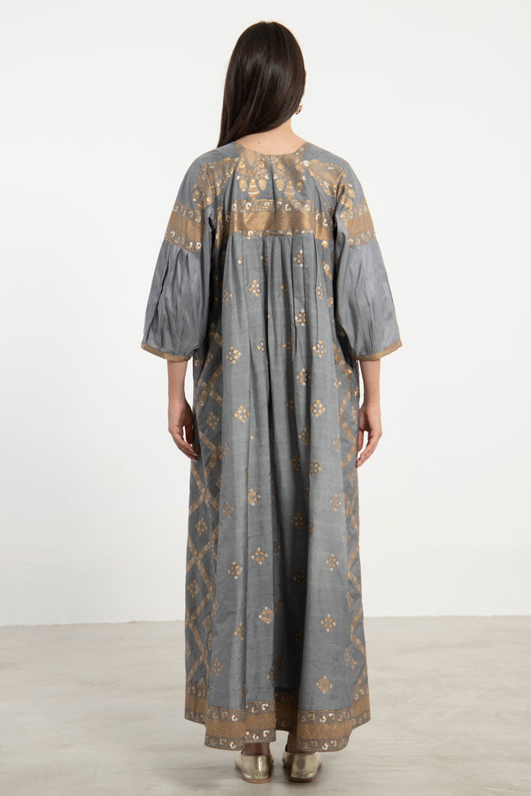 One-Of-A-Kind Rania Grey & Gold Dress