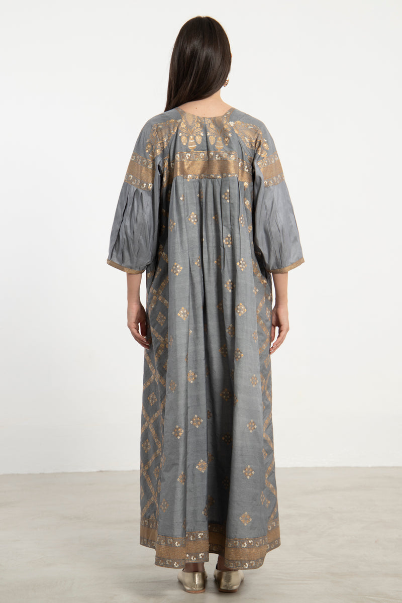 One-Of-A-Kind Rania Grey & Gold Dress