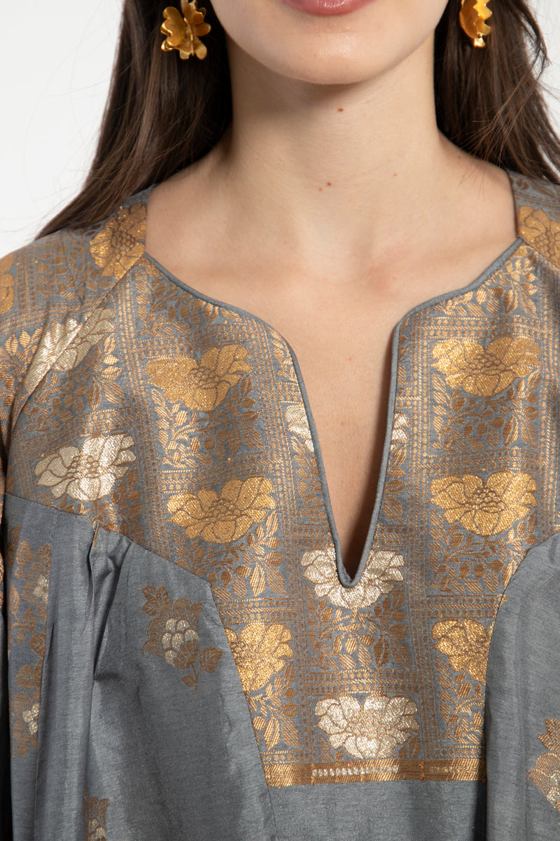 One-Of-a-Kind Rania Gold & Grey Dress