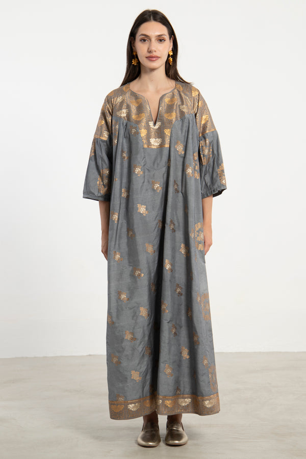 One-Of-a-Kind Rania Gold & Grey Dress