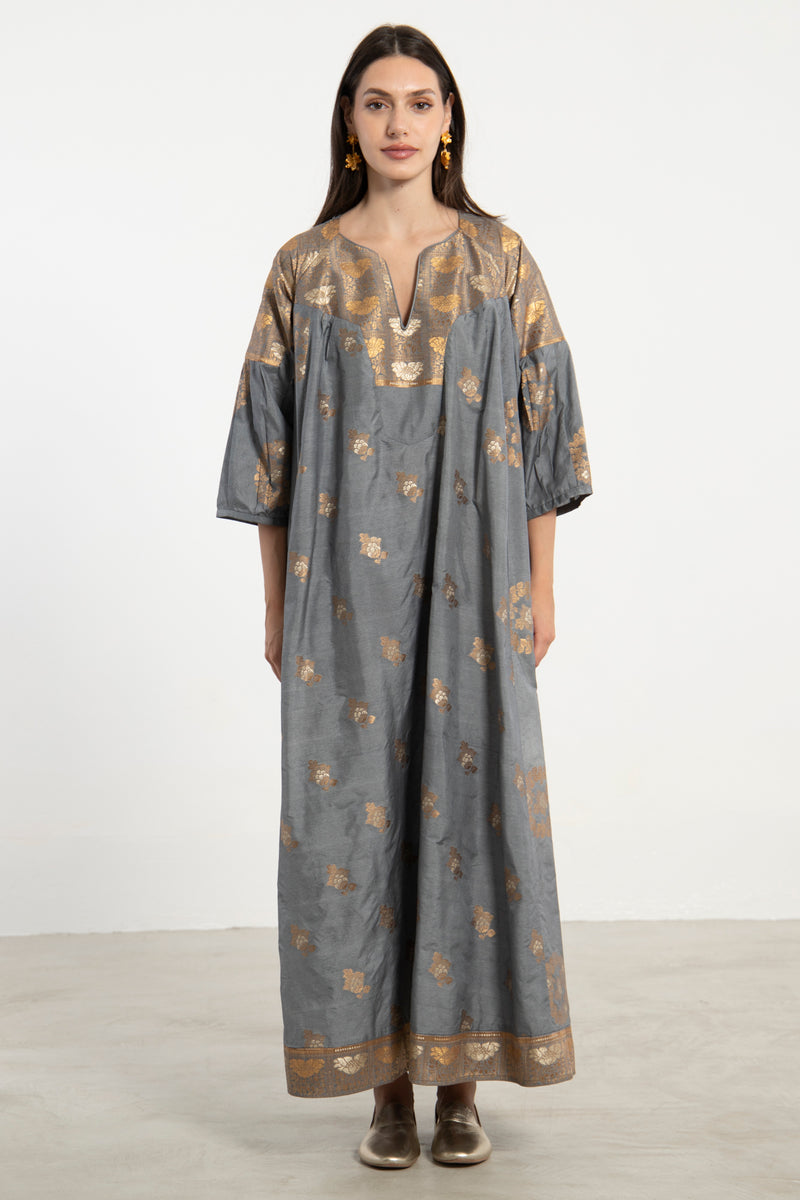 One-Of-a-Kind Rania Gold & Grey Dress