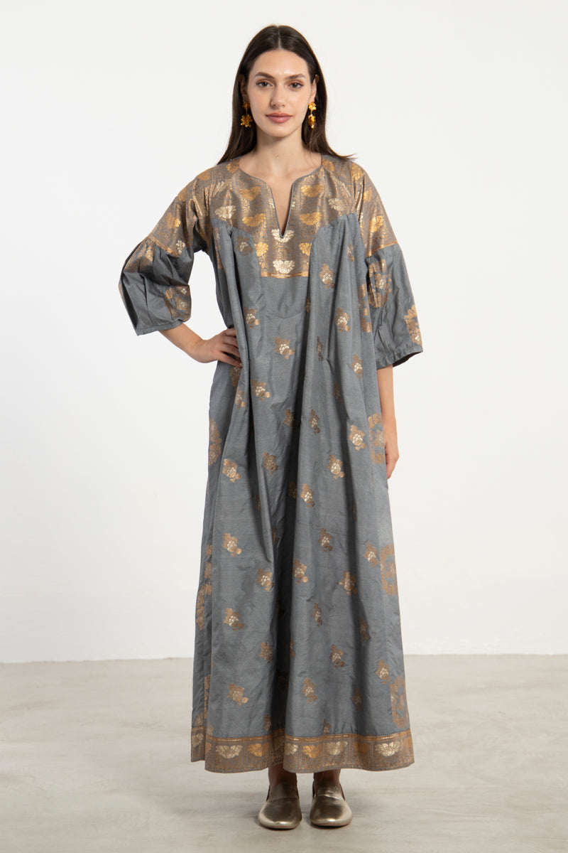 One-Of-a-Kind Rania Gold & Grey Dress
