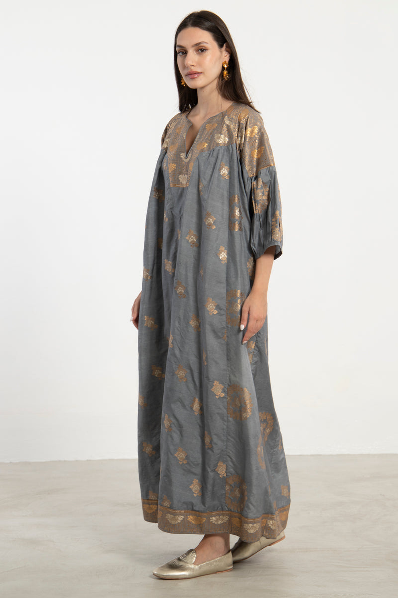 One-Of-a-Kind Rania Gold & Grey Dress