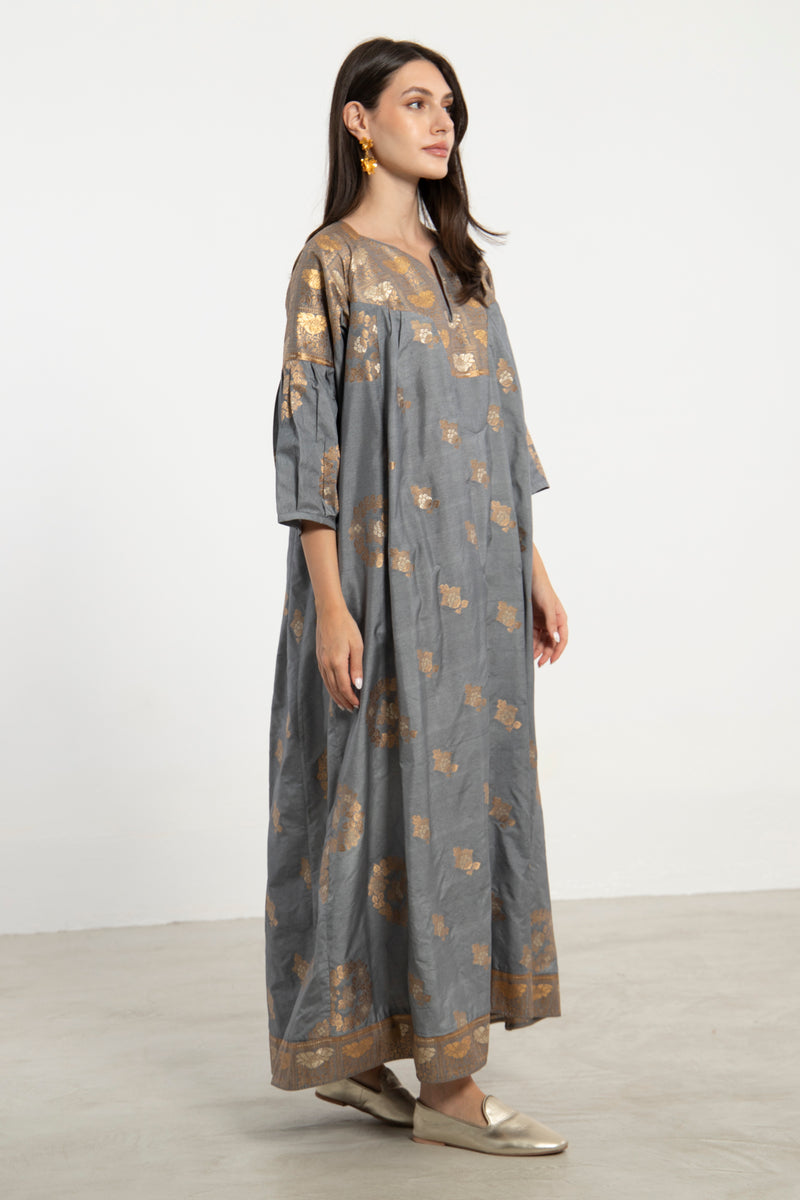 One-Of-a-Kind Rania Gold & Grey Dress