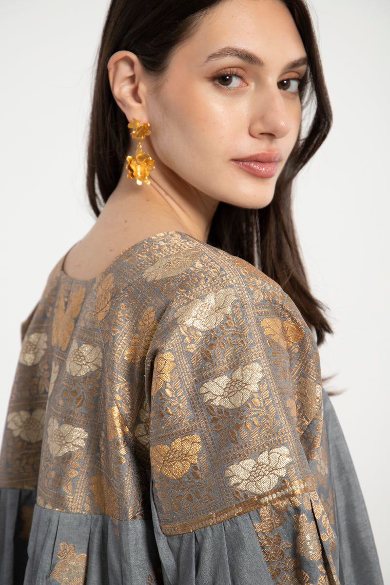 One-Of-a-Kind Rania Gold & Grey Dress