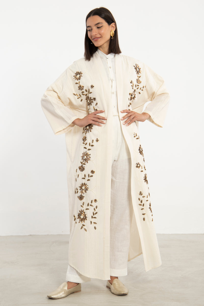 Rajwa Abaya Cotton Hand Embroidered Abaya