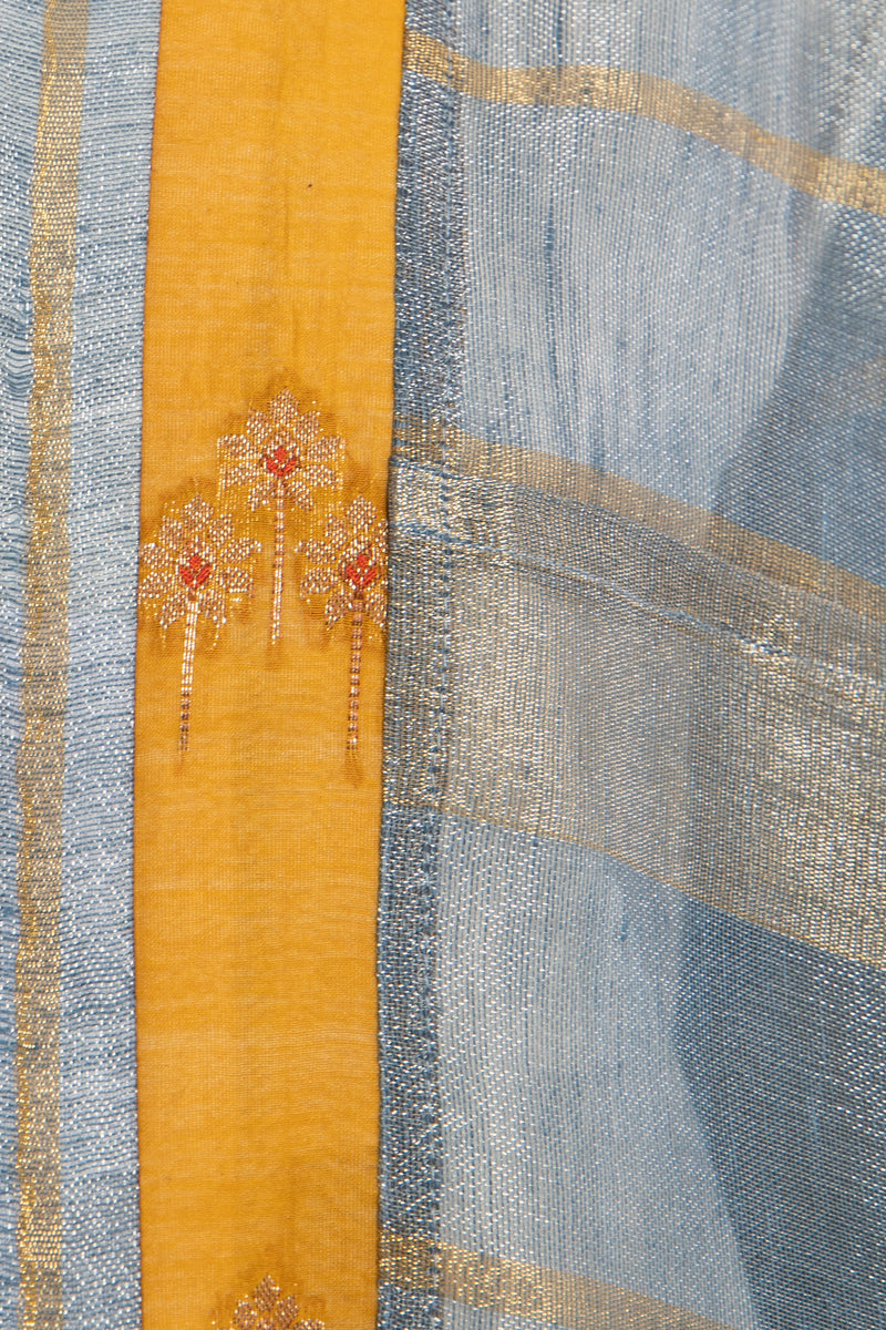 Khalida Silk Zari Blue Abaya