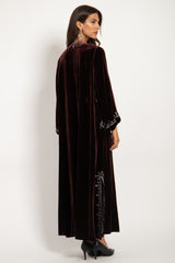 Hayat Velvet Embroidered Brown & Silver Dress