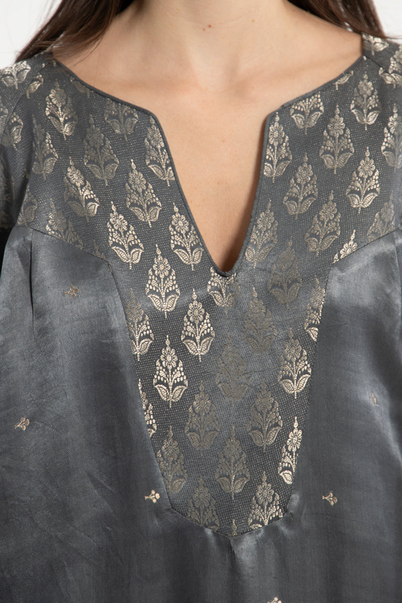 One-Of-A-Kind Rania Dark Grey & Silver Dress