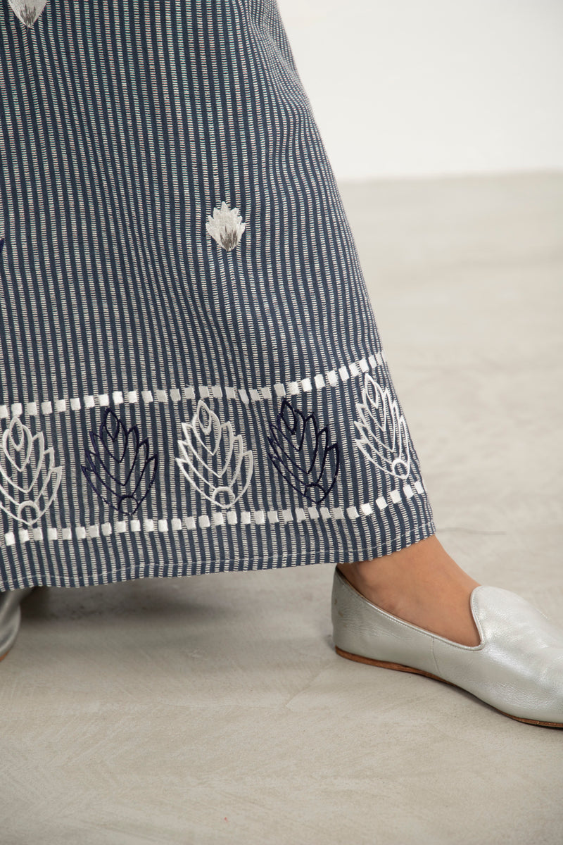 Jalila Cotton Embroidered Striped Dress