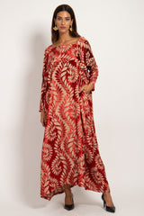 Ayyam Silk Velvet Burn-Out Red Dress