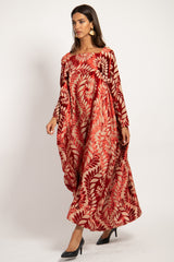 Ayyam Silk Velvet Burn-Out Red Dress