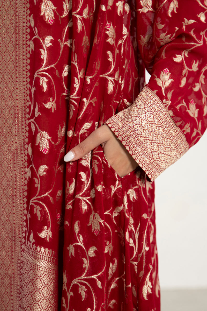 One-Of-a-Kind Souraya Dark Red & Gold Dress